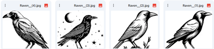 Raven Colors Vector: 4 Illustrations Blending Mystery and Beauty