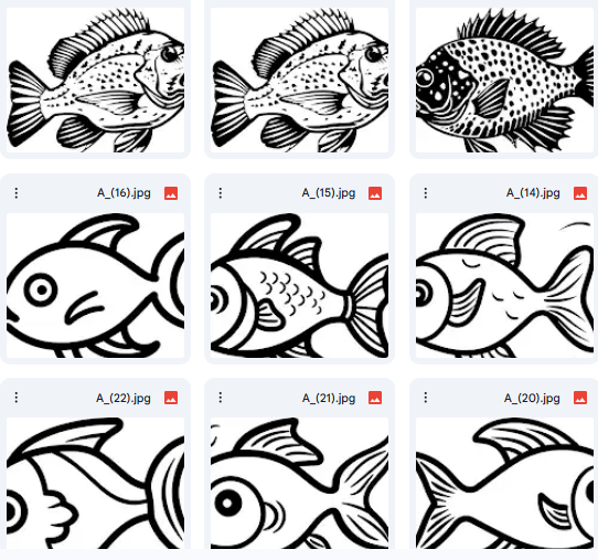 Fish Drawn in Vector Style Across 15 Designs