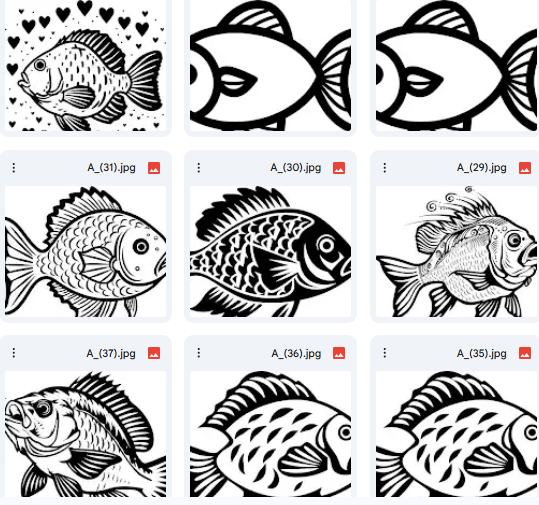 Fish Illustrated with Vector Line Art in 15 Designs