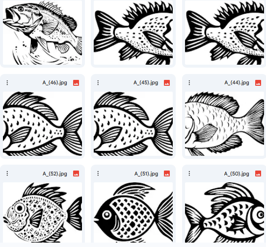 Fish Vector Drawings with Clean Line Art – 15 Designs