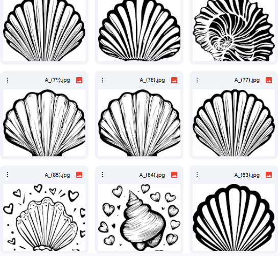 Varied Vector Shell or Oyster Illustrations – 20 Designs for Coloring