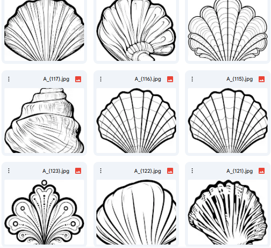 Vector Shell or Oyster Designs – 20 Illustrations Ready for Coloring