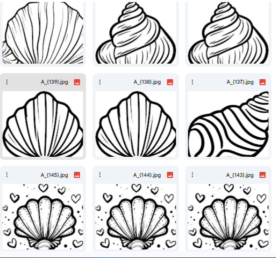 Artistic Vector Shell or Oyster Illustrations – 20 Designs for Coloring