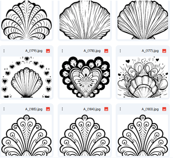 An Artistic Collection of 20 Shells or Clams Vector Designs Ready for Coloring