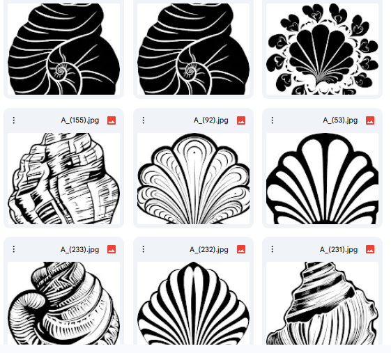 Drawn Ocean World: 20 Vector Designs of Shells or Oysters for Coloring