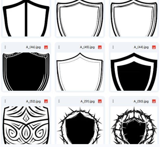 A Collection of 15 Shield Protection Vector Designs Ready for Coloring