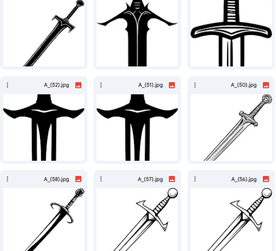 Simplified Sword Models – 20 Vector Illustrations