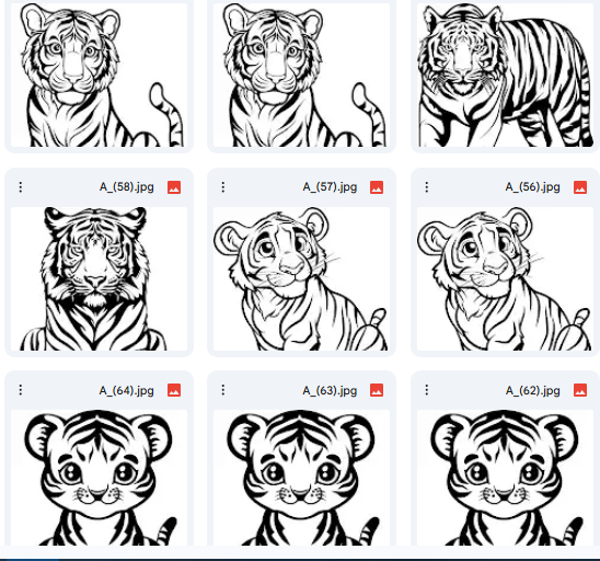 Playful Tiger – 20 Vector Illustrations for Coloring & Activities