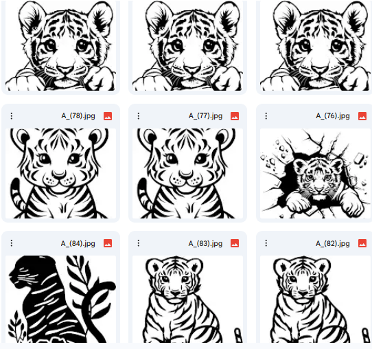 Tiger Details – 20 Vector Illustrations for Step-by-Step Coloring