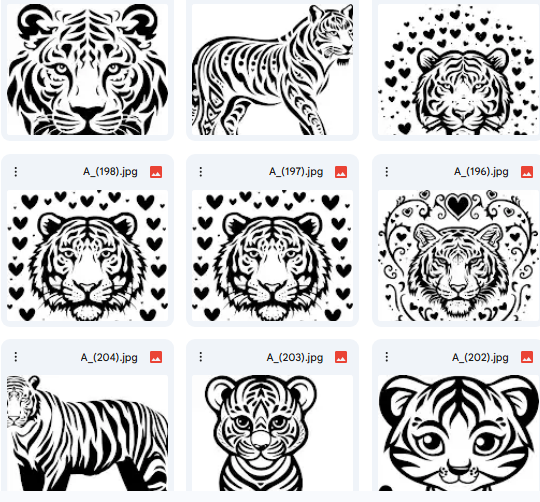 Tiger Line & Pattern Set – 20 Vector Illustrations for Art Activities