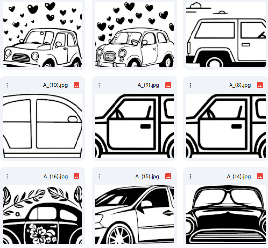 Car Illustration Set – 97 Vector Drawings for Coloring Books