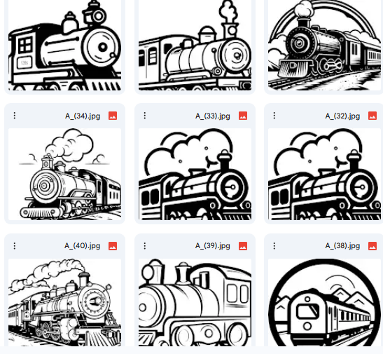 Train Journeys – 96 Vector Illustrations for Coloring Books