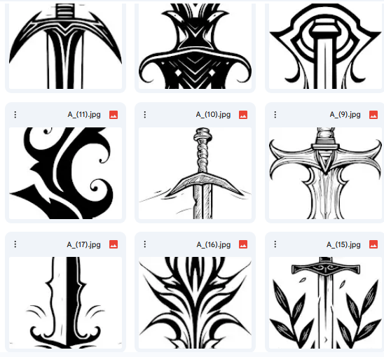 Fantasy Swords – 19 Vector Illustrations for Coloring Pages