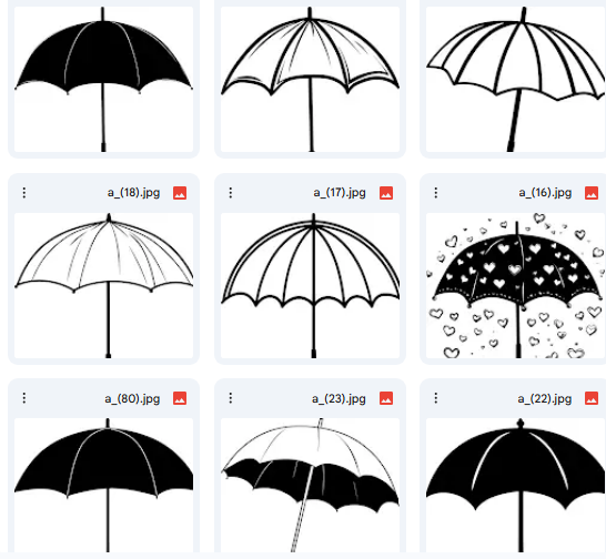 Playful Umbrellas – 18 Vector Illustrations for Coloring Pages