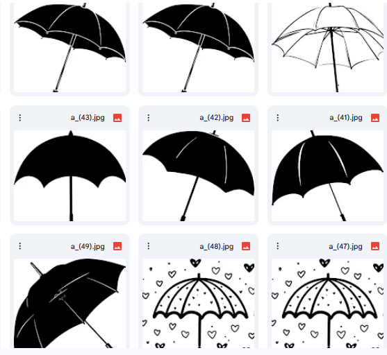 Umbrella Details – 17 Vector Illustrations for Coloring Pages