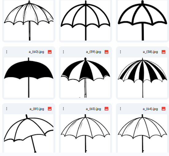 Umbrella Scenes – 17 Vector Illustrations for Coloring Books