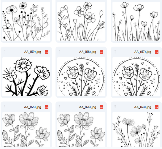 Garden of Lines & Flowers – 48 Vector Coloring Illustrations