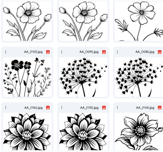 Open-Line Flower Shapes – 48 Vector Illustrations